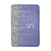 Chic Silver Glitter Drift Monogram Naam Periwinkle Badmat (Voorkant Verticaal)