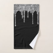 Chic Silver Glitter Drift Sparkle Black Bad Handdoek (Handdoek)