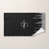 Chic Silver Glitter Drift Sparkle Monogram Naam Bad Handdoek (Handdoek)