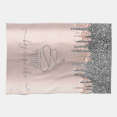 Chic Silver Glitter drukt cupcake Roos Gold uit Theedoek (Horizontaal)