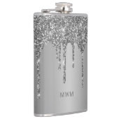 Chic Silver Glitter drukt spaarmonogram Heupfles (Rechts)