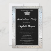 Chic Silver Glitter Gradup, Confetti Kaart (Voorkant)