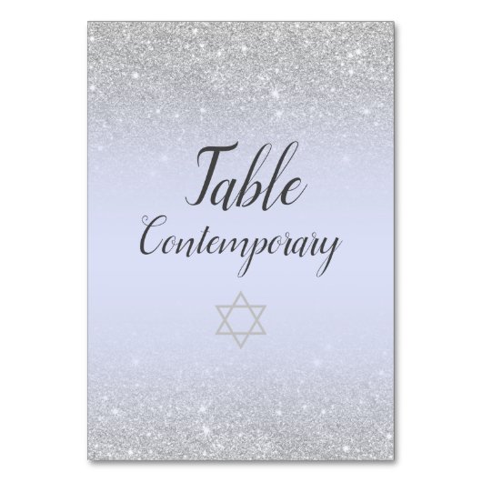 Chic Silver glitter script lavender Bat Mitzvah Kaart (Voorkant)