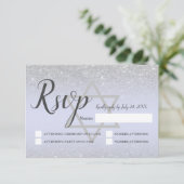 Chic Silver glitter script lavender Bat Mitzvah RSVP Kaartje (Staand voorkant)