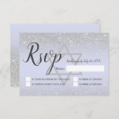 Chic Silver glitter script lavender Bat Mitzvah RSVP Kaartje (Voorkant / Achterkant)