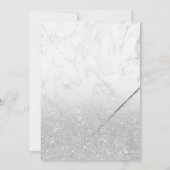Chic Silver glitter script marmer Bat Mitzvah Kaart (Achterkant)