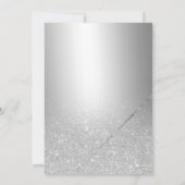 Chic Silver glitter script metallic Bat Mitzvah Kaart (Achterkant)
