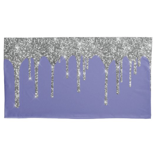 Chic Silver Glitter Sparkle Deriwinkle Kussensloop (Voorkant-Links)