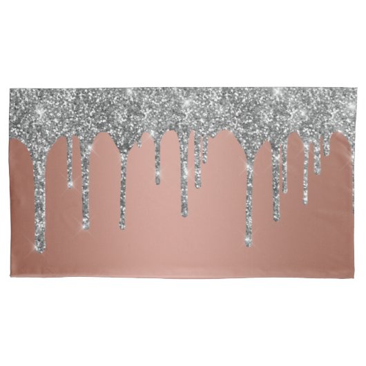 Chic Silver Glitter Sparkle drijft Roos Gold Kussensloop (Voorkant-Links)