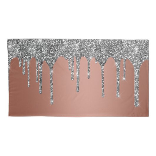 Chic Silver Glitter Sparkle drijft Roos Gold Kussensloop (Achterkant-Rechts)