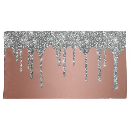 Chic Silver Glitter Sparkle drijft Roos Gold Kussensloop (Voorkant-Rechts)