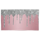 Chic Silver Glitter Sparkle drijft Roos Gold Pink Kussensloop (Voorkant-Links)