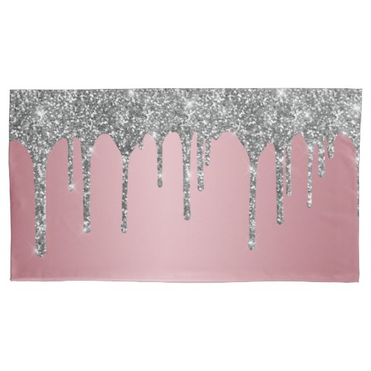 Chic Silver Glitter Sparkle drijft Roos Gold Pink Kussensloop (Voorkant-Links)