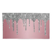 Chic Silver Glitter Sparkle drijft Roos Gold Pink Kussensloop (Achterkant-Rechts)