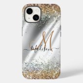 Chic Silver Gold Faux glitter monogram Case-Mate iPhone Case (Achterkant)