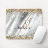 Chic Silver Gold Faux glitter monogram Muismat (Met muis)
