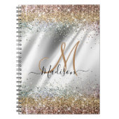 Chic Silver Gold Faux glitter monogram Notitieboek (Voorkant)