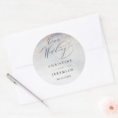 Chic Silver Gold Sparkle Waterverf Luxury Wedding Ronde Sticker (Envelop)
