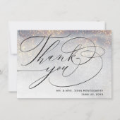 Chic Silver Gold Sparkles Aquarelle Mariage Merci (Devant)