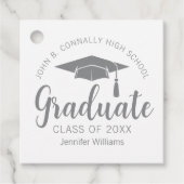 Chic Silver Grey Afstuderen Aangepaste Graduation Bedankjes Labels (Voorkant)