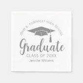 Chic Silver Grey Afstuderen Aangepaste Graduation  Servet (Voorkant)