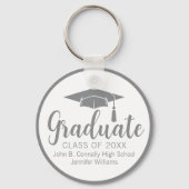 Chic Silver Grey Afstuderen Custom 2025 Afstuderen Sleutelhanger (Achterkant)