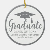 Chic Silver Grey Afstuderen Foto 2025 Kerst Keramisch Ornament (Voorkant)