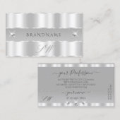 Chic Silver Light Grey Sparging Diamonds Initialen Visitekaartje (Voorkant / Achterkant)