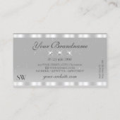 Chic Silver Light Grey Sparging Diamonds Monogram Visitekaartje (Achterkant)