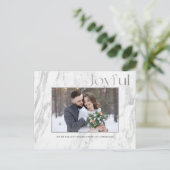 Chic Silver Marble Joyful Typography Foto Briefkaart (Staand voorkant)