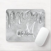 Chic Silver ombre glitter druppelt monogram Muismat (Met muis)