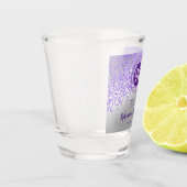 Chic Silver & Paarse Glitter 90ste Verjaardag Gift Shot Glas (Links)