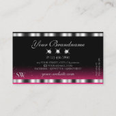 Chic Silver Pink Black Sparging Diamonds Initialen Visitekaartje (Achterkant)