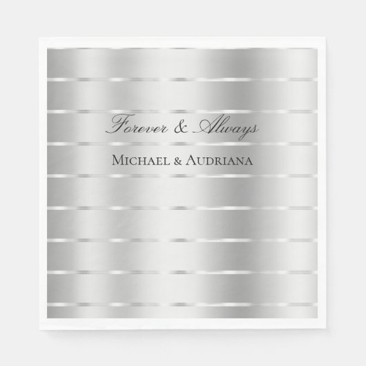 Chic Silver Ribbon bruiloft Vrijgezellenfeest Servet (Voorkant)