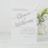 Chic Silver Script Huwelijksuitnodiging Kaart (Staand voorkant)