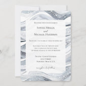 Chic Silver Sparkle Waves Wedding Kaart (Voorkant)