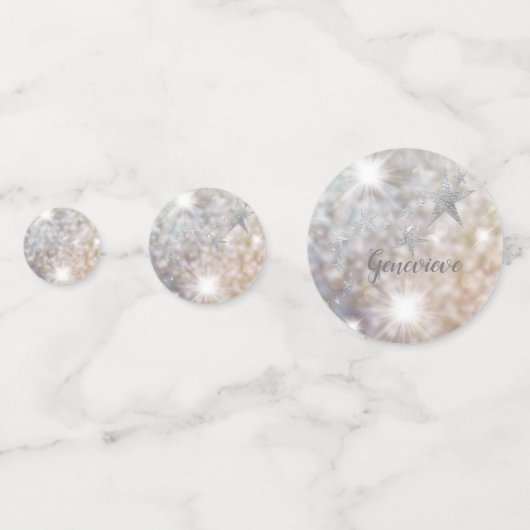 Chic Silver Stars Party Confetti (Devant)