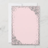 Chic Silver Tiara, Diamonds Blush Pink Quinceañera Kaart (Achterkant)