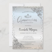 Chic Silver Tiara, Diamonds Quinceañera Kaart (Voorkant)
