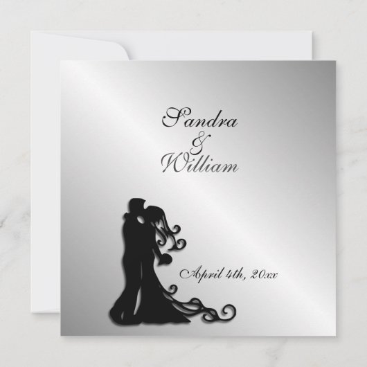 Chic Silver Wedding Uitnodiging (Achterkant)