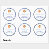 Chic Simple Citrus Blauwe Tegels Bruiloftsfeest Fa Ronde Sticker (Vel)