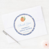 Chic Simple Citrus Blue Tiles Bruiloft Feest Favor Ronde Sticker (Envelop)