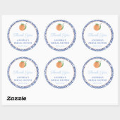 Chic Simple Citrus Blue Tiles Bruiloft Feest Favor Ronde Sticker (Vel)