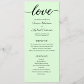 Chic Simple Mint Green Wedding Love Script Programma (Voorkant)