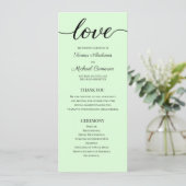 Chic Simple Mint Green Wedding Love Script Programma (Staand voorkant)