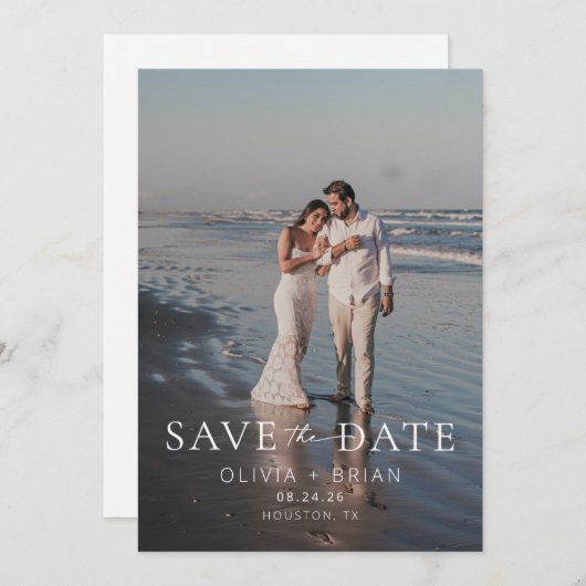 Chic + Simple Modern Save the Date Photo Card (Voorkant / Achterkant)