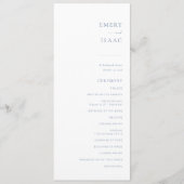 Chic + Simple Modern Script Wedding Program | Blau Menu (Voorkant)