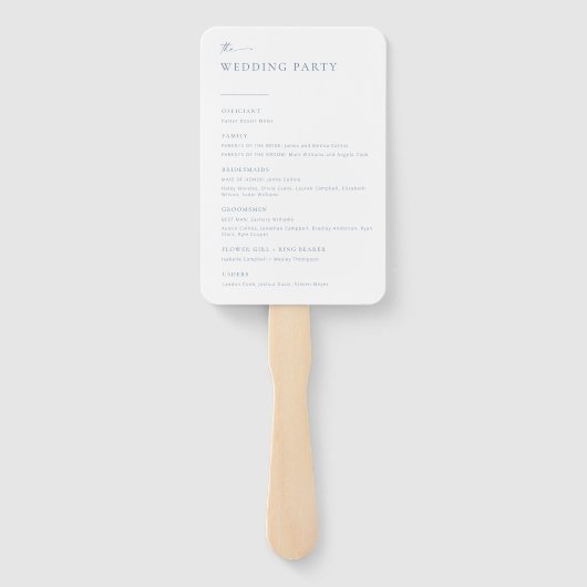 Chic + Simple Modern Wedding Program Fans | Blauw Handwaaier (Achterkant)
