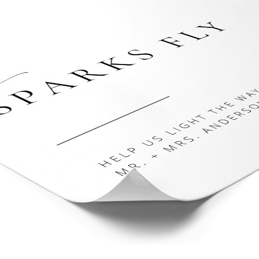 Chic + Simple Modern Wedding Sparkler Exit Sign Poster (Hoek)