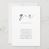 Chic Simple Moderne Script Alfabetical Seating Q-R (Voorkant)